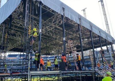 Crew On Stadium Stage Build